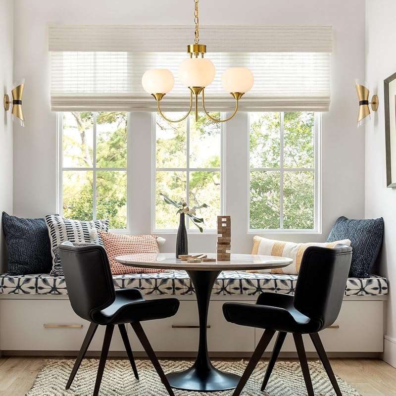 Candelabro estilo sputnik 3 luces vidrio dorado comedor