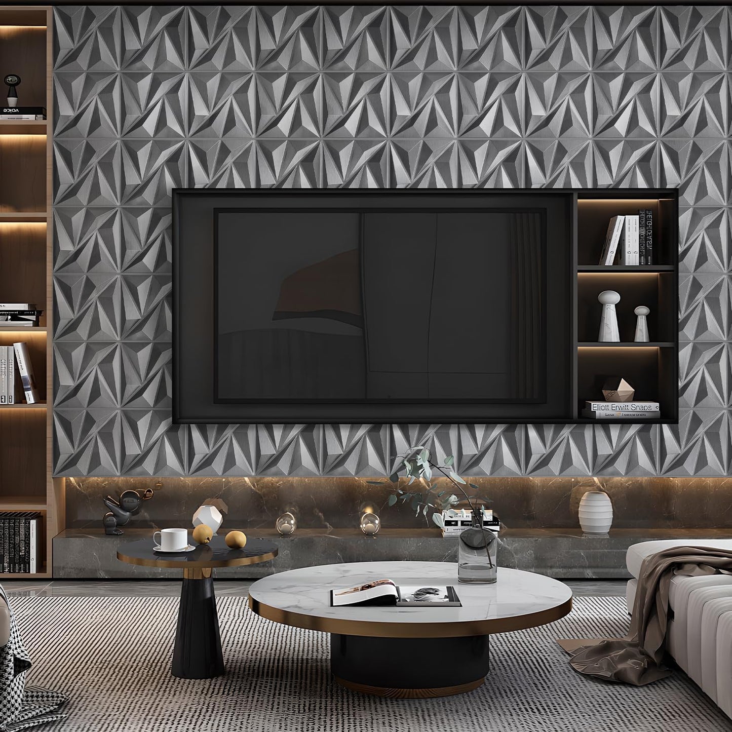 Pack 33 Paneles Pared 3D 12x12pulg Plata
