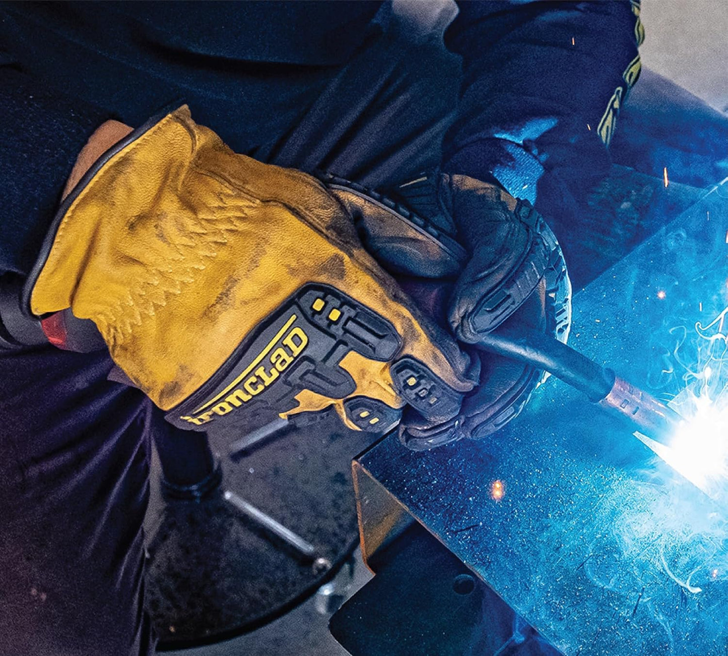 Guantes trabajo cuero impacto 360 Amarillo Mediano