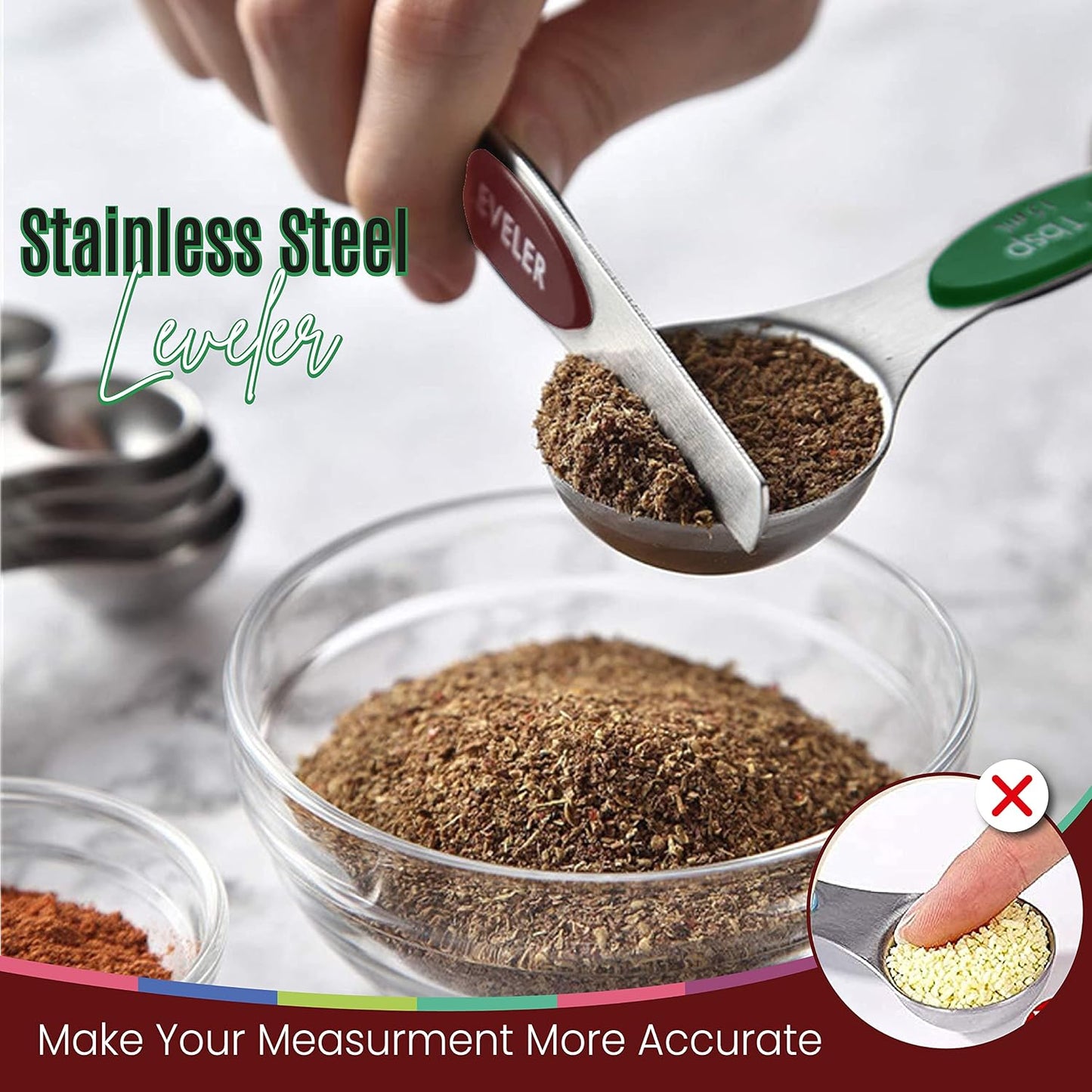 Set 9 cucharas medidoras acero inox apilables doble cara