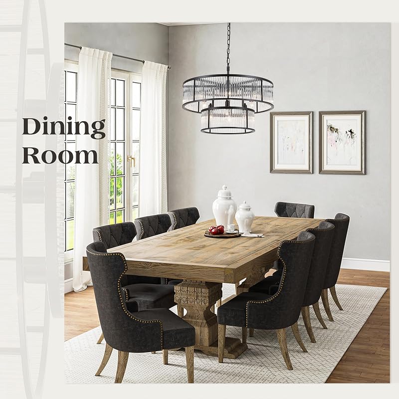 Candelabro cristal negro 2 niveles 10 luces para comedor