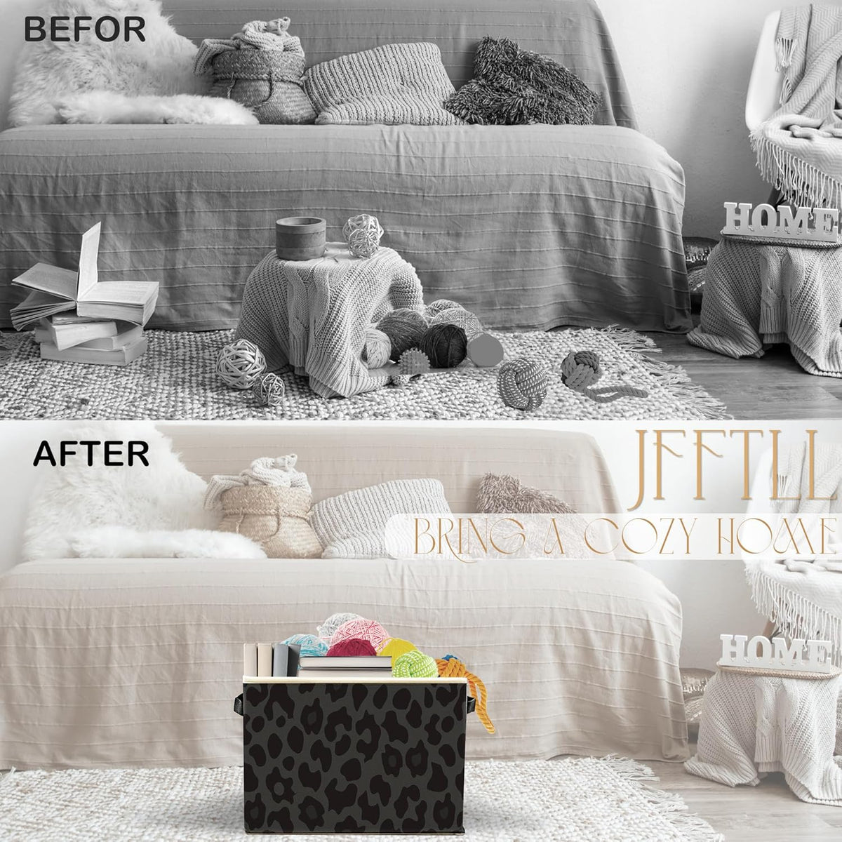 Cesta lavandería plegable estampado leopardo negro