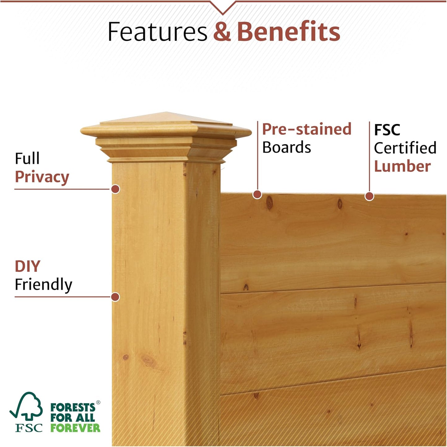 Cerca de madera 4x4ft 2 paneles privacidad al aire libre