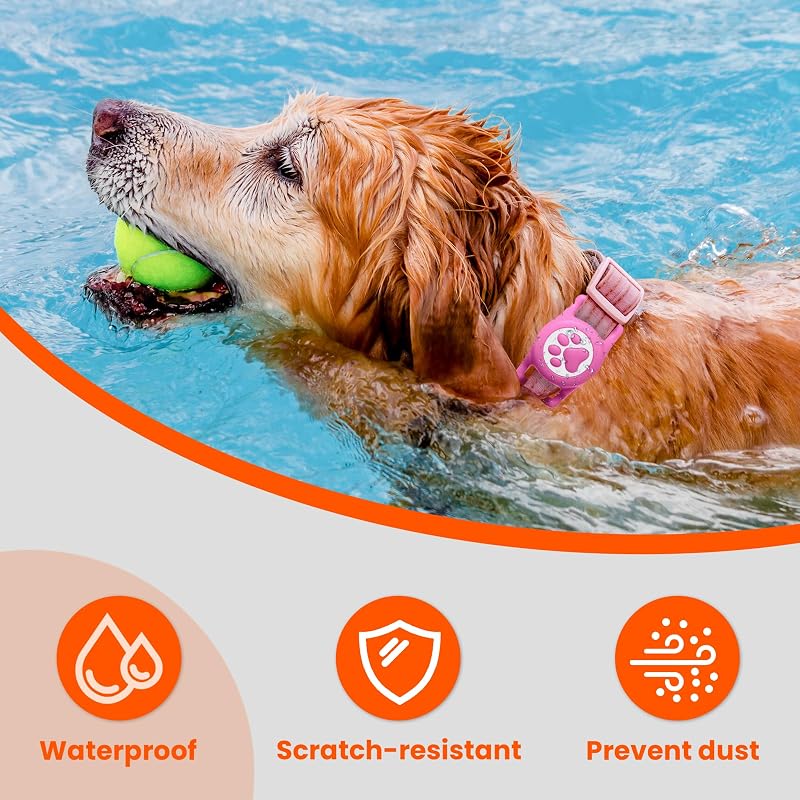 Soporte silicona para Airtag perros y gatos rojo rosa