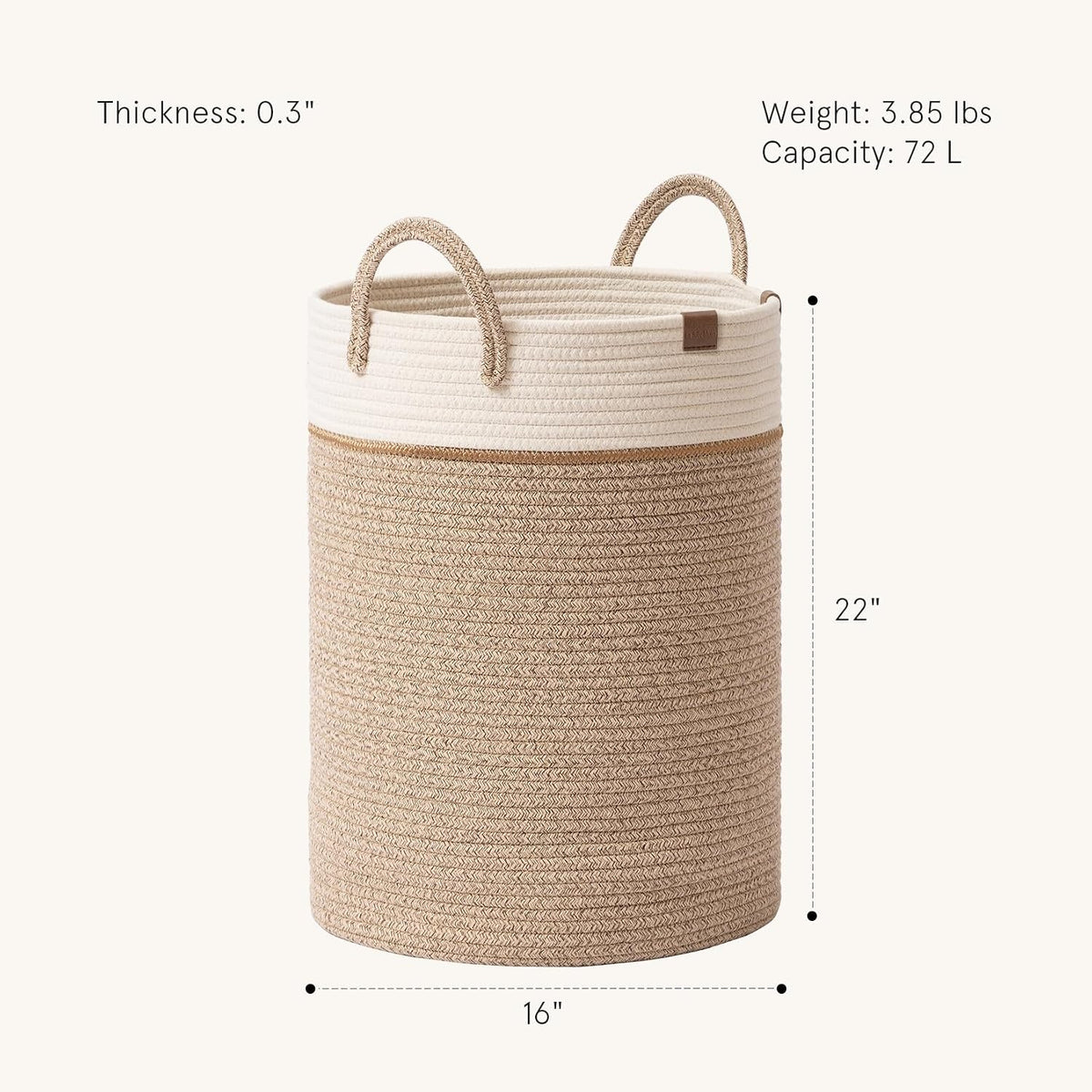 Cesta tejida algodón para ropa sucia juguetes niños XL