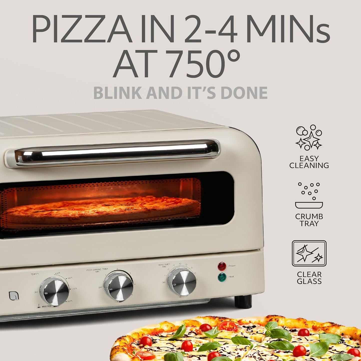 Horno eléctrico pizza interior 1800W 750°F piedra cerámica