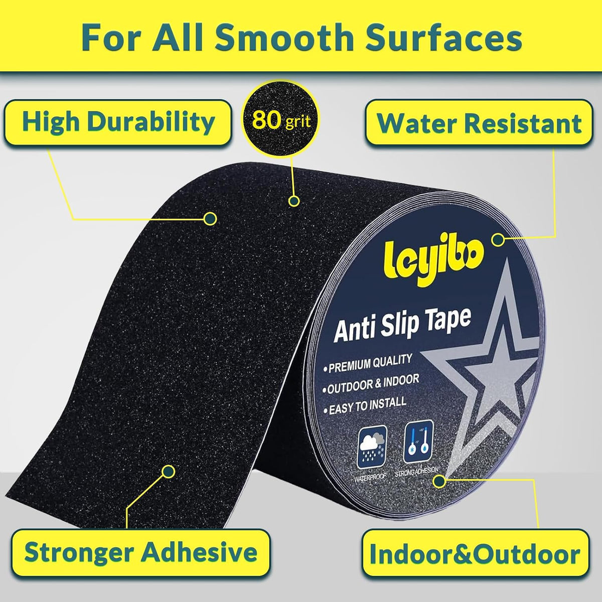 Cinta antideslizante 5pulg x35ft para escaleras interior y exterior