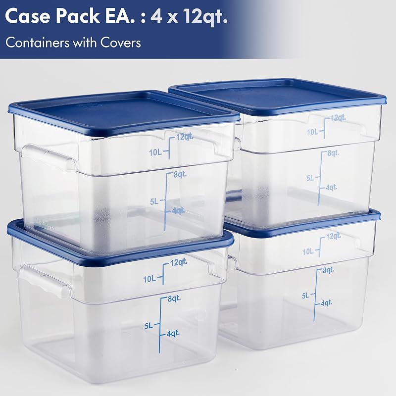4 Recipientes Almacenamiento Alimentos 12qt NSF Azules