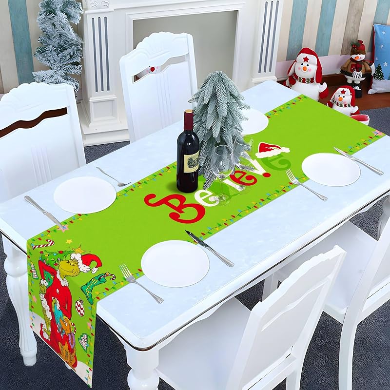 Camino mesa navidad 72pulg elfo verde decoración hogar