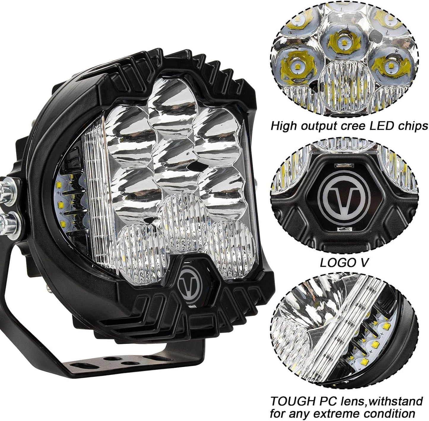 Luz redonda todoterreno 5pulg 28W 5000LM IP67 DRL para Wrangler