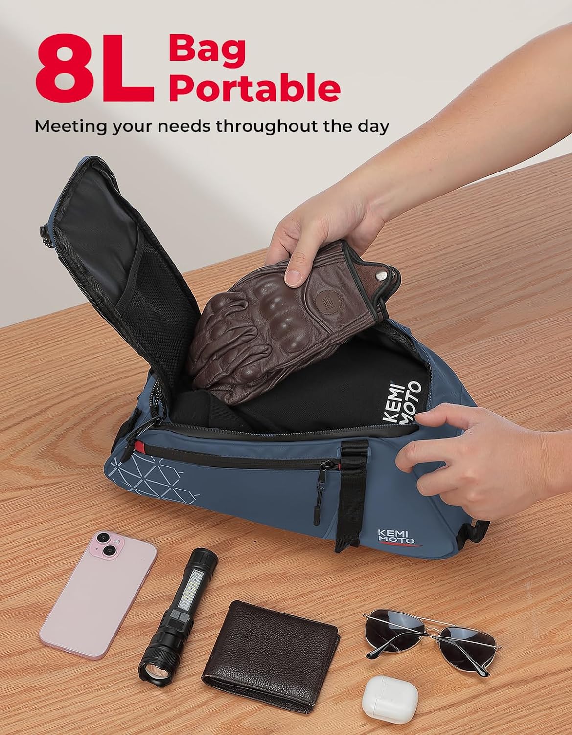 Bolsa trasera bicicleta 8L PVC resistente al agua azul
