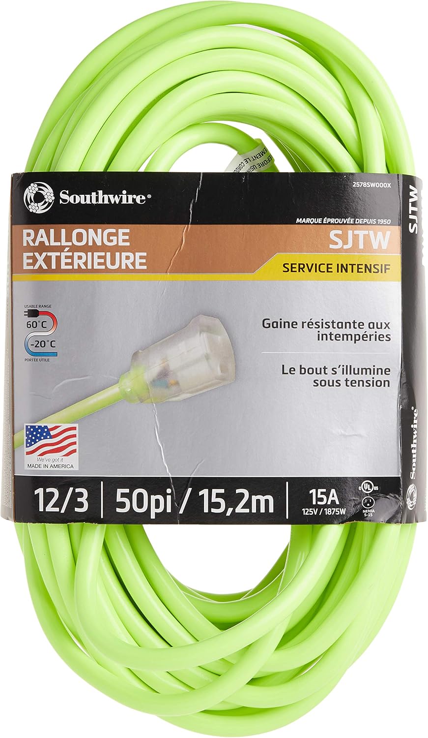 Cable extensión 50ft 12 conductores SJTW verde