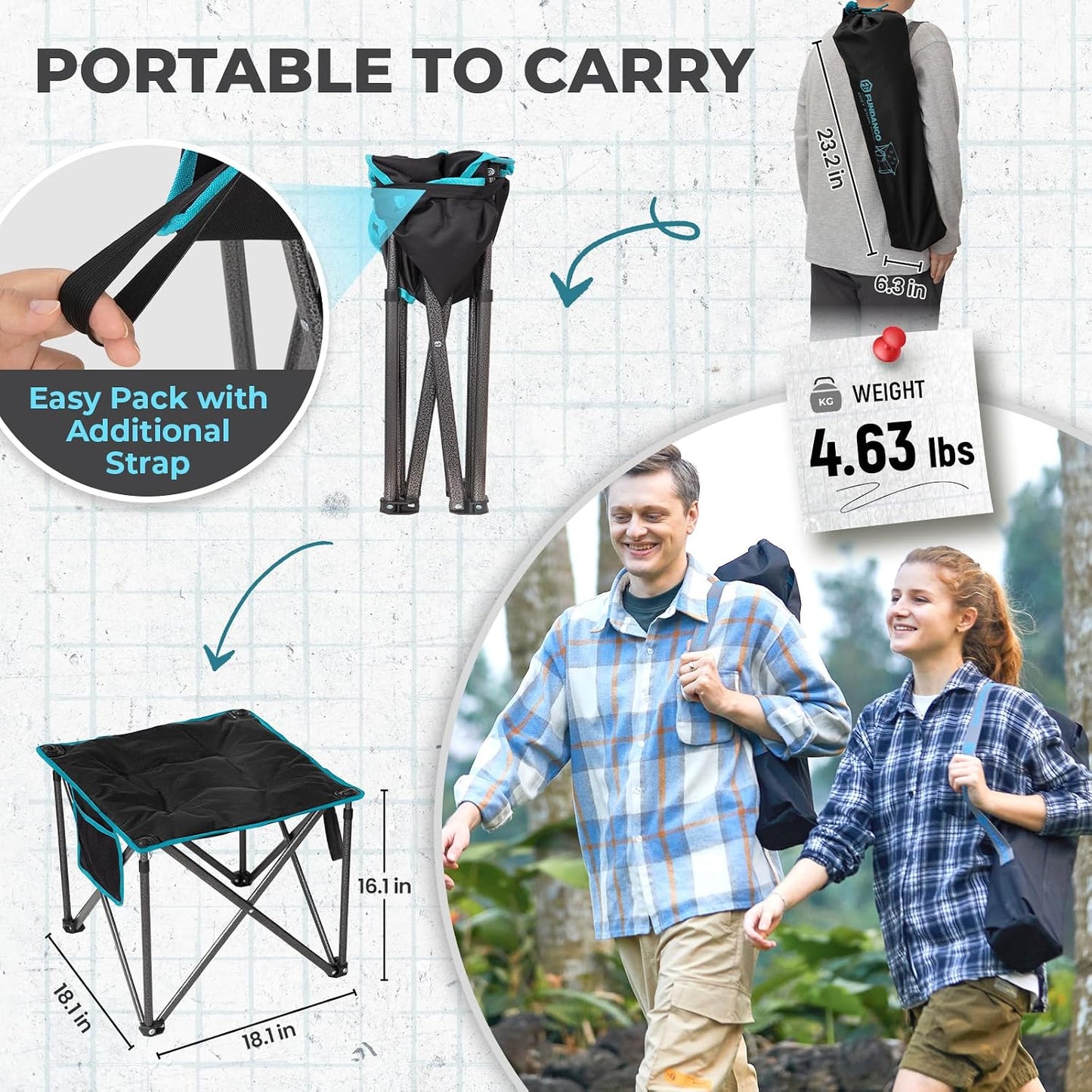 Taburete Campamento 18.1" Acolchado Plegable 440