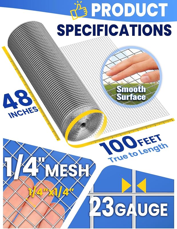 Paño hardware galvanizado 1/4" x 100 ft rollo valla jardín