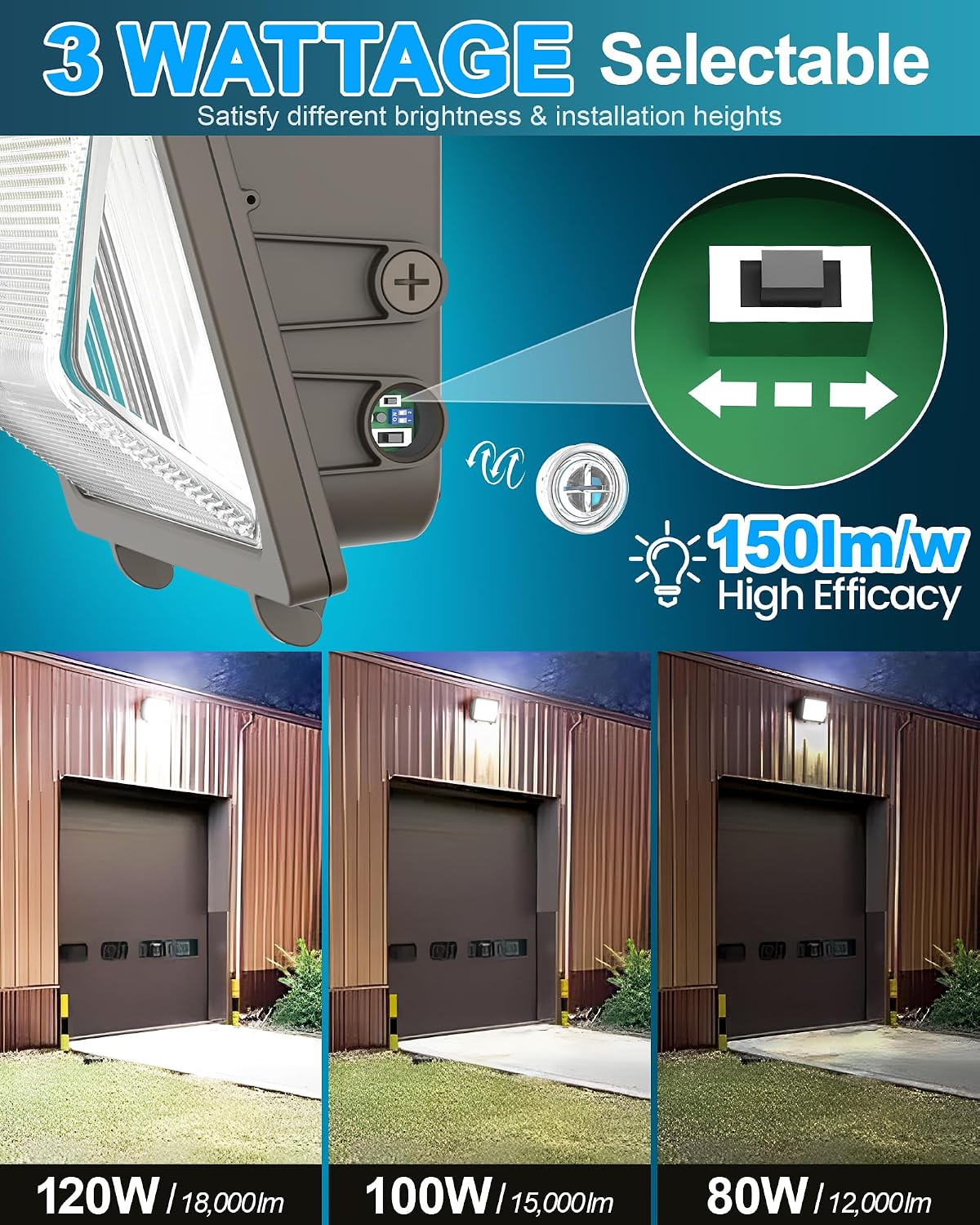 Luz LED pared IP65 atenuación 3000-5000 K
