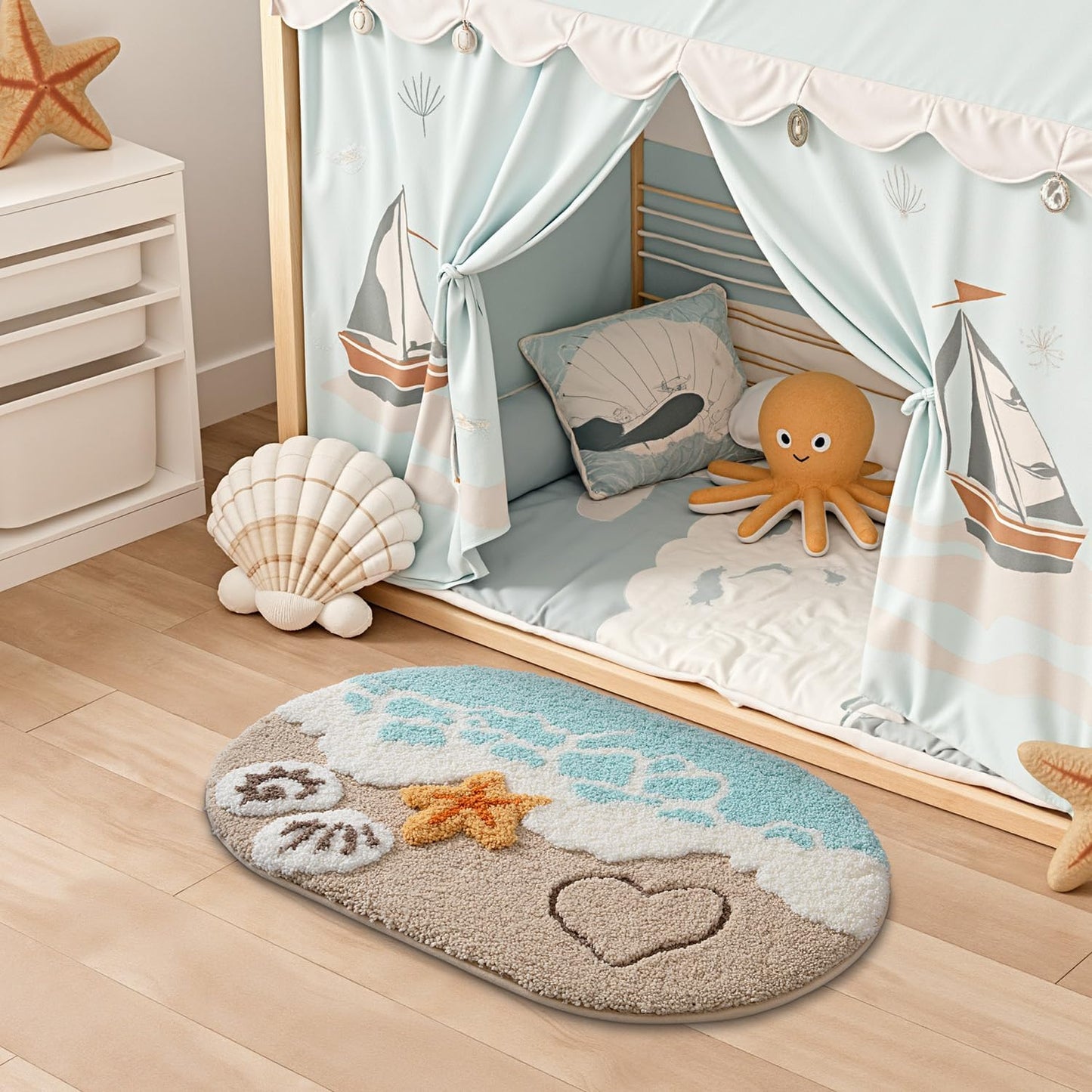Alfombra baño playa suave antiderrap 22x34pulg azul
