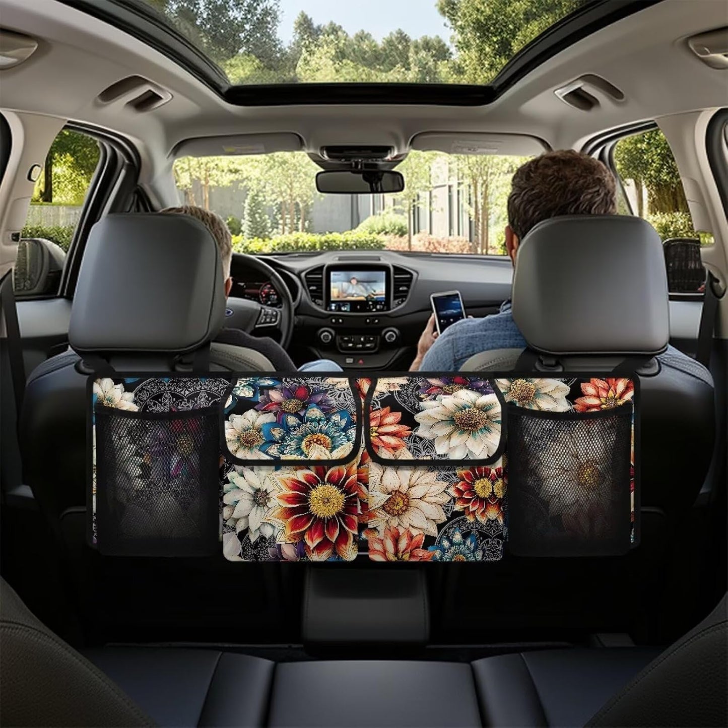 Organiz. maletero coche estilo boho mandala plegable