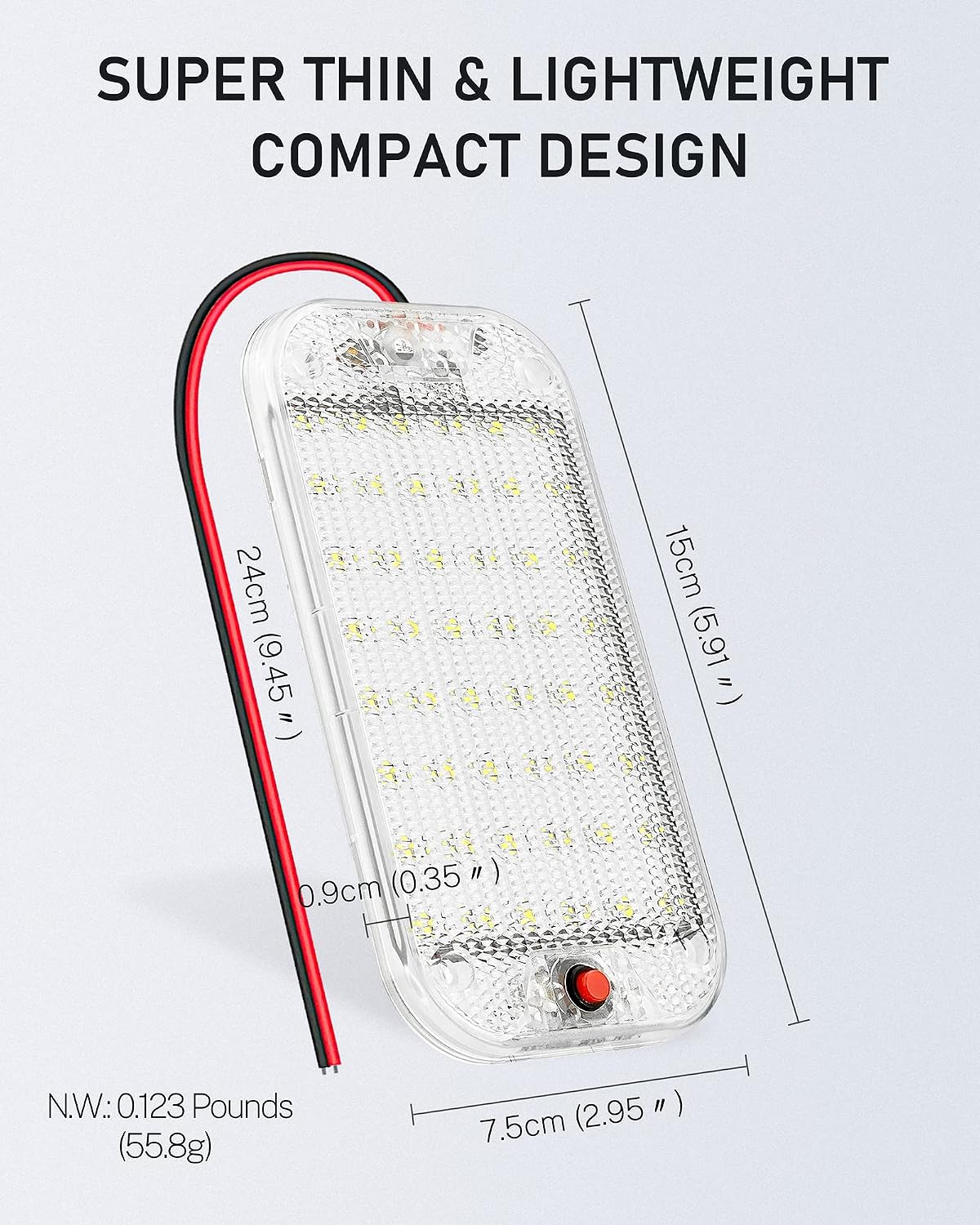 Luz techo caravana 48 LED 800lm 12V con interruptor set 6