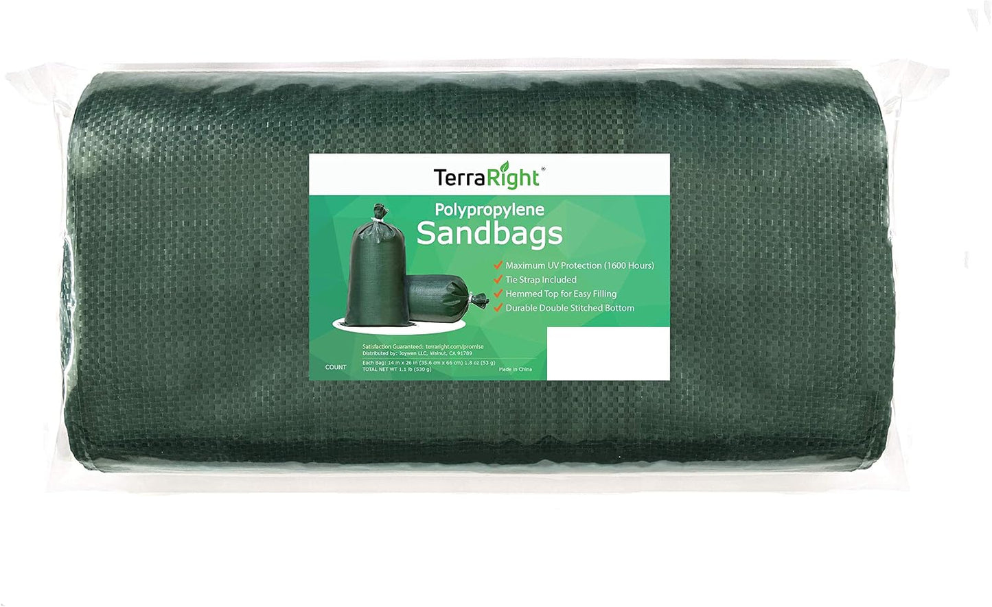 Sacos arena tejido verde duraderos con lazos 14x26pulg 50uds