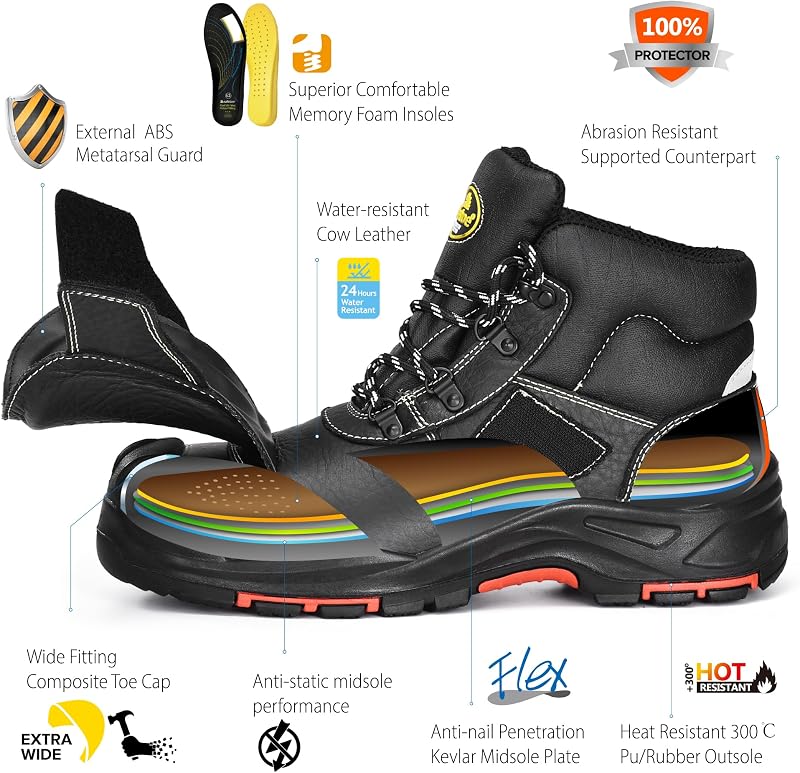 Botas soldadura seguridad punta compuesta resistentes 572°F