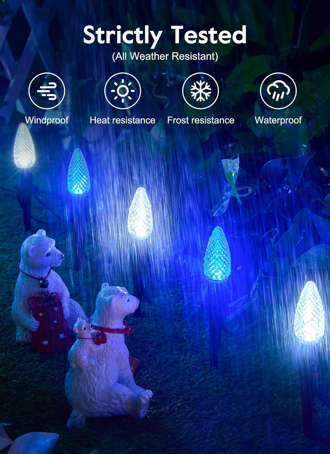 Luces Navidad C9 aire libre 7.83m 20 LED azul blanco