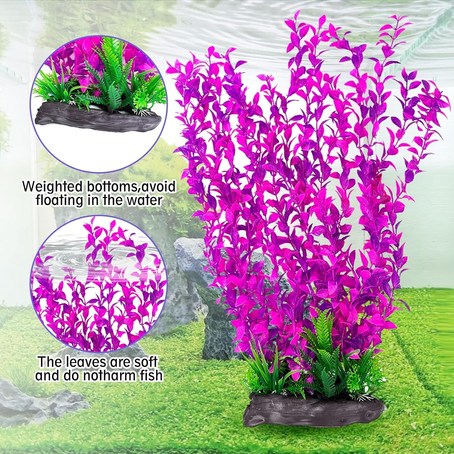 Plantas plásticas acuario decoración 20.4pulg 2uds