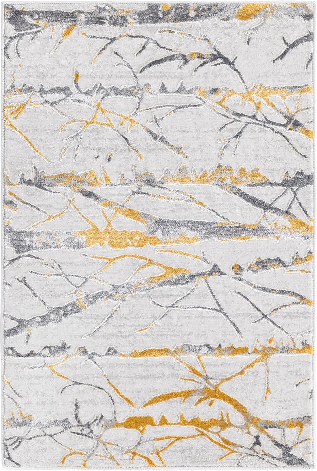 Alfombra rectangular 2x3ft color amarillo y gris/marfil