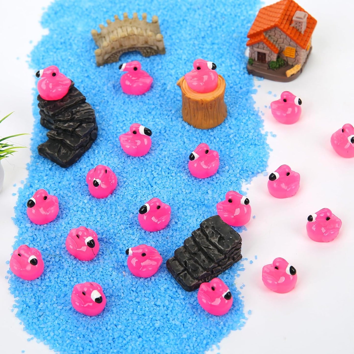 120 Pzas Mini Flamencos Resina Rosa para Manualidades
