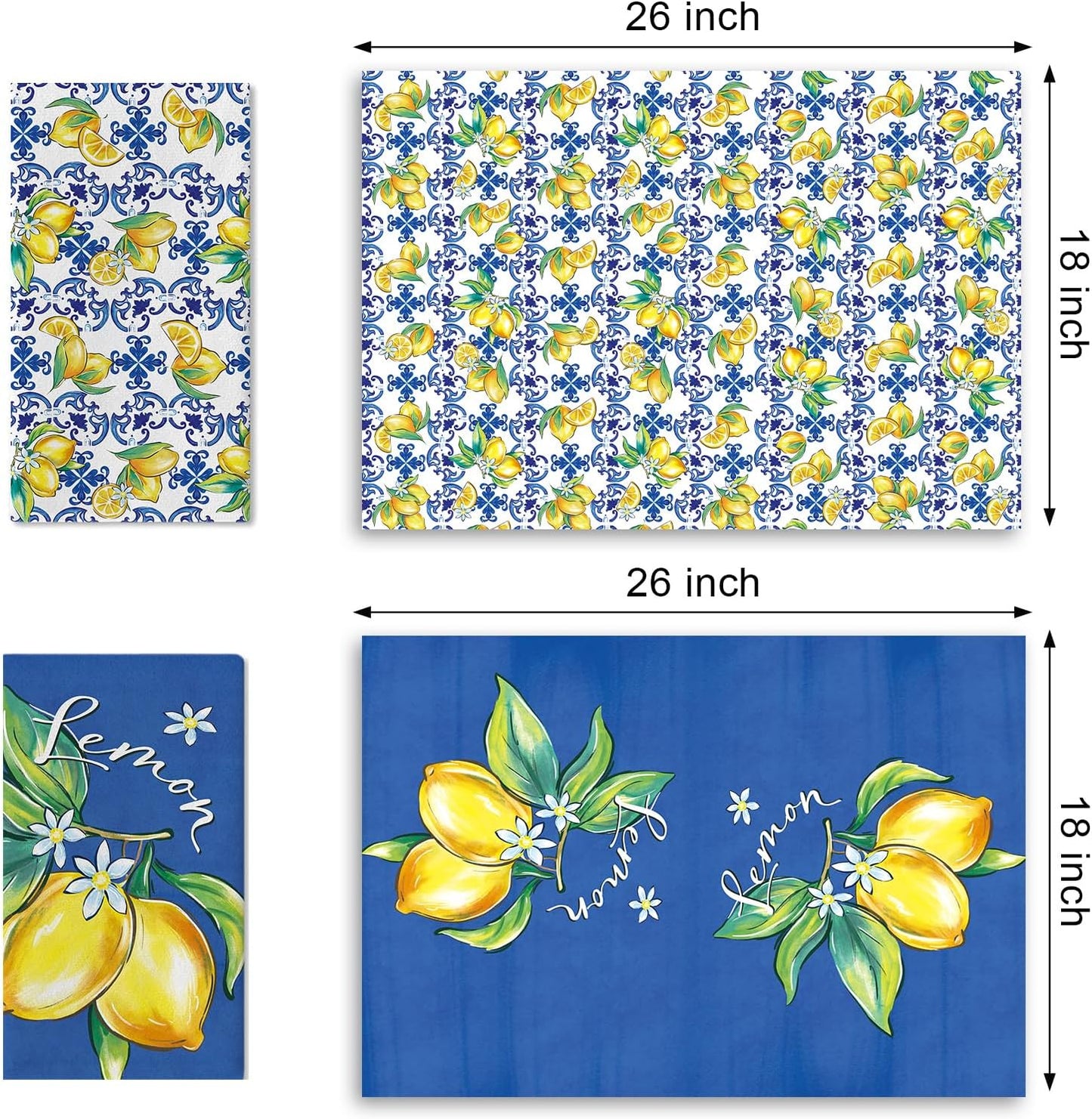 2 Pzas Paños Cocina Azulejos Italia Limón Azul Medit