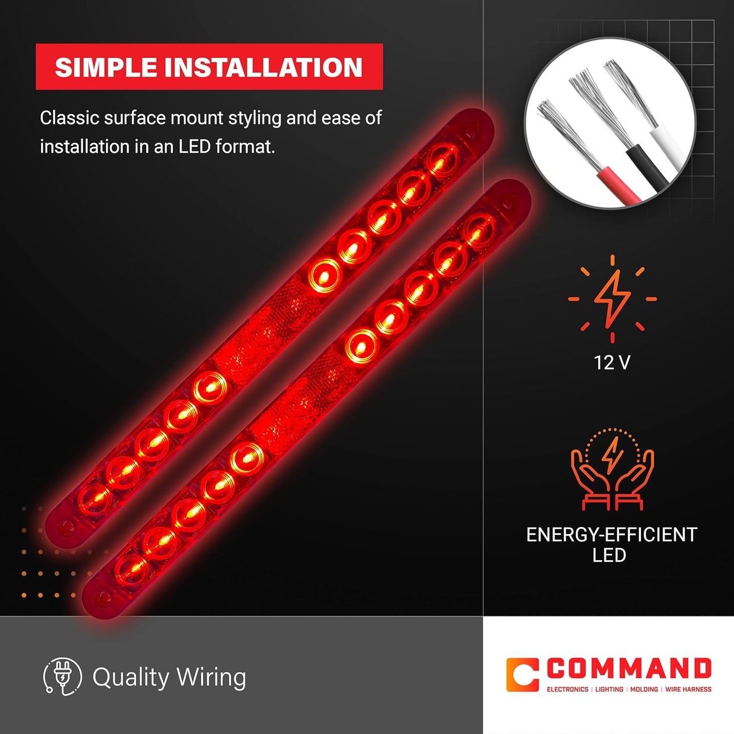Luz freno giro cola 12V LED superficie cert CSA