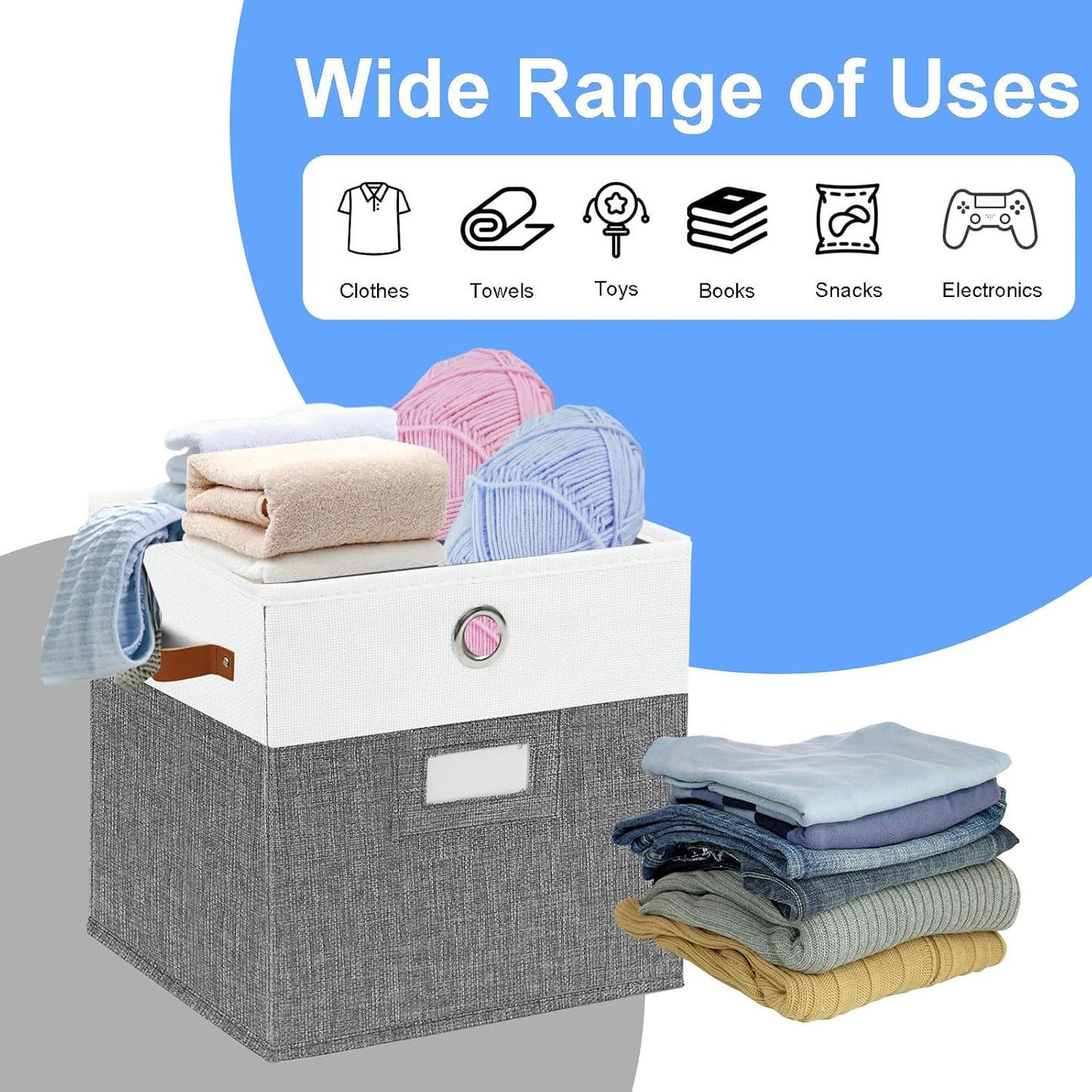 Set 4 Cubos Organizadores 11x11" Plegables con Asas Cuero