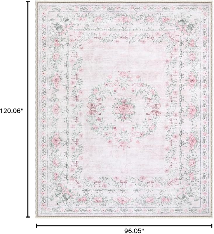 Alfombra 8x10 lavable rosa antiderrap dormitorio