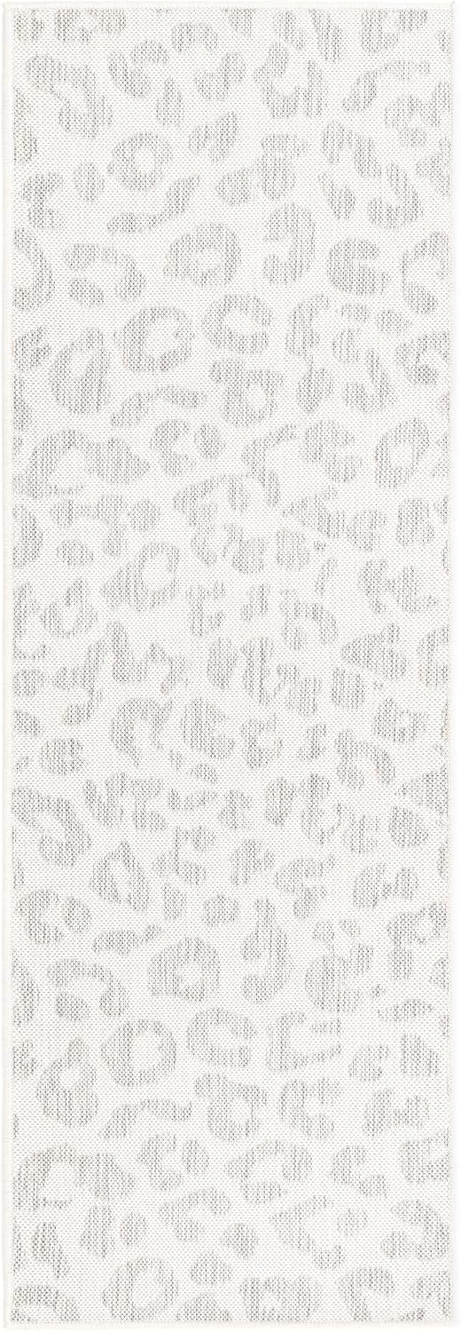 Alfombra área leopardo 2x6ft1" gris marfil