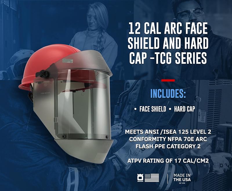 Protector facial arc flash 12 CAL casco rígido serie TCG