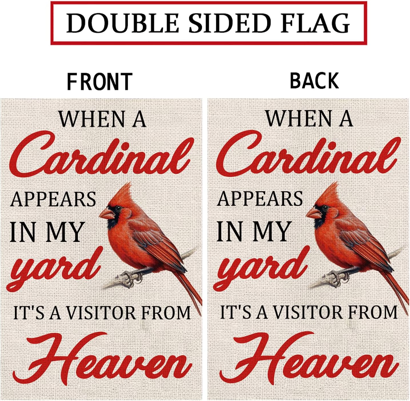Bandera jardín cardenal doble cara 12.5x18"