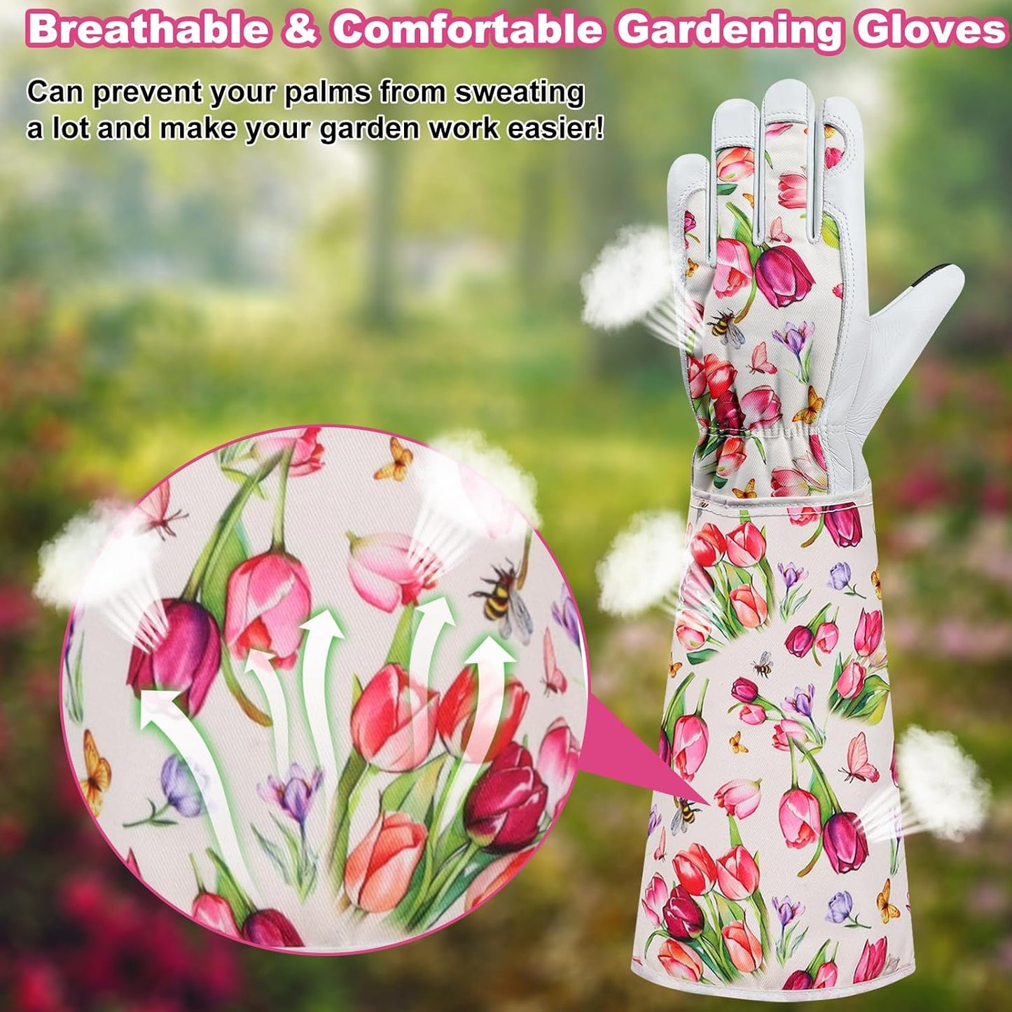 Guantes jardinería mujer cuero vaca transpirable l blanco