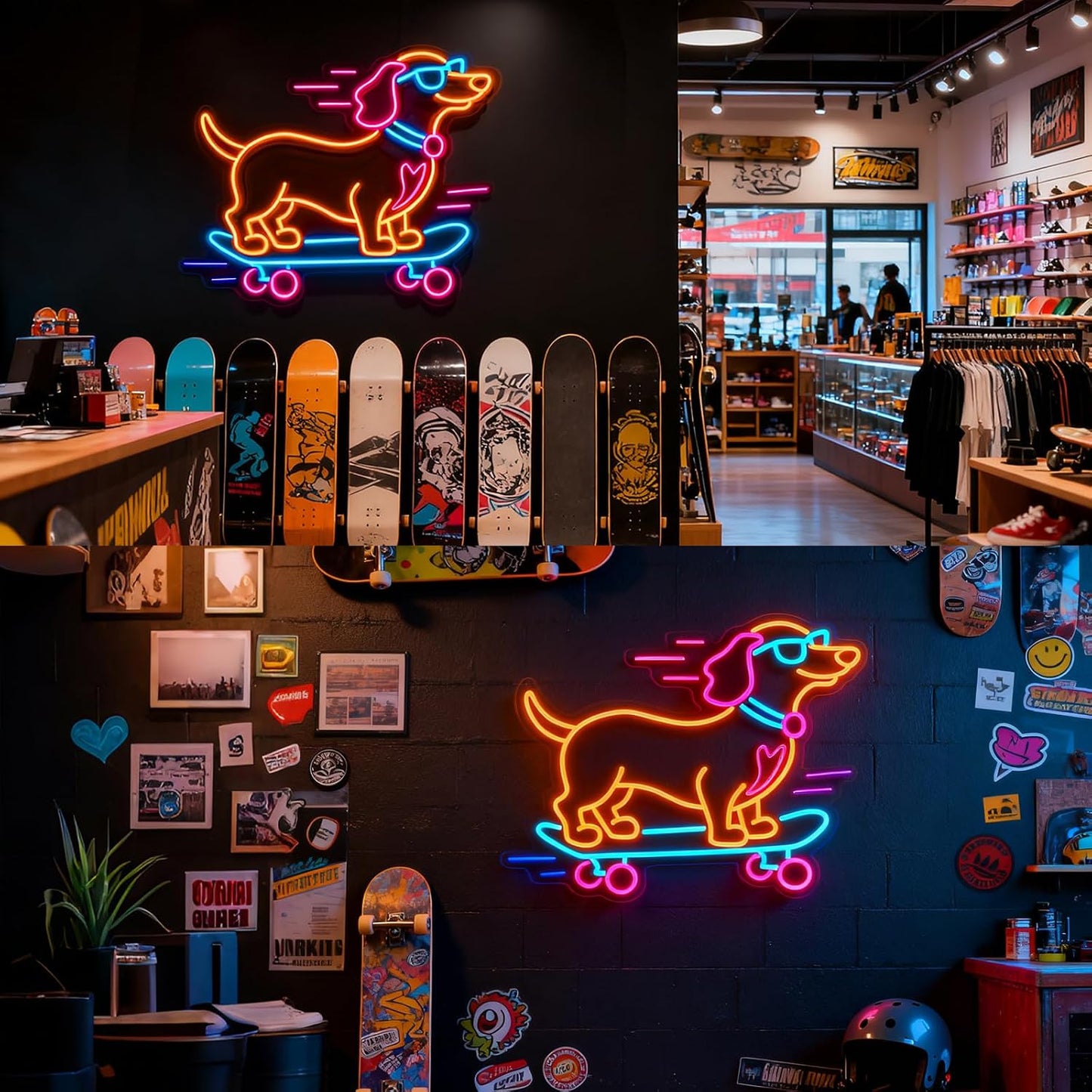 Letrero neón perro salchicha luces LED para pared sala bar