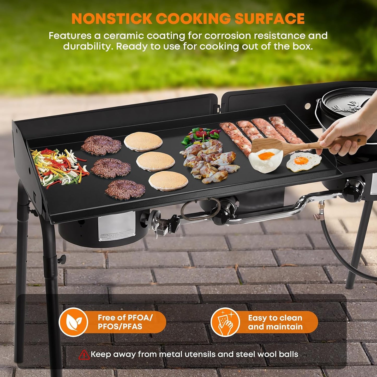 Plancha 2 quemadores antiadherente para Camp Chef 32x14pulg