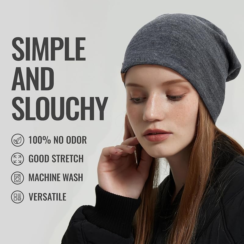 Gorro lana merino unisex con puño para clima frío