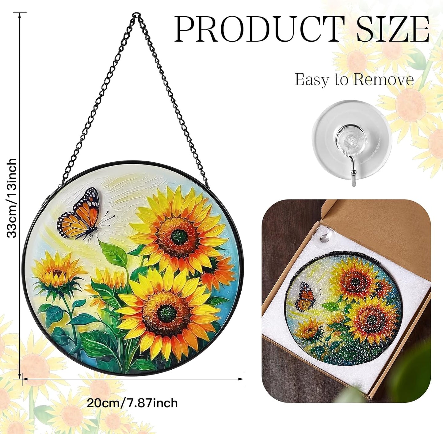 Atrapasoles girasoles panel cristal 7.8pulg decoración