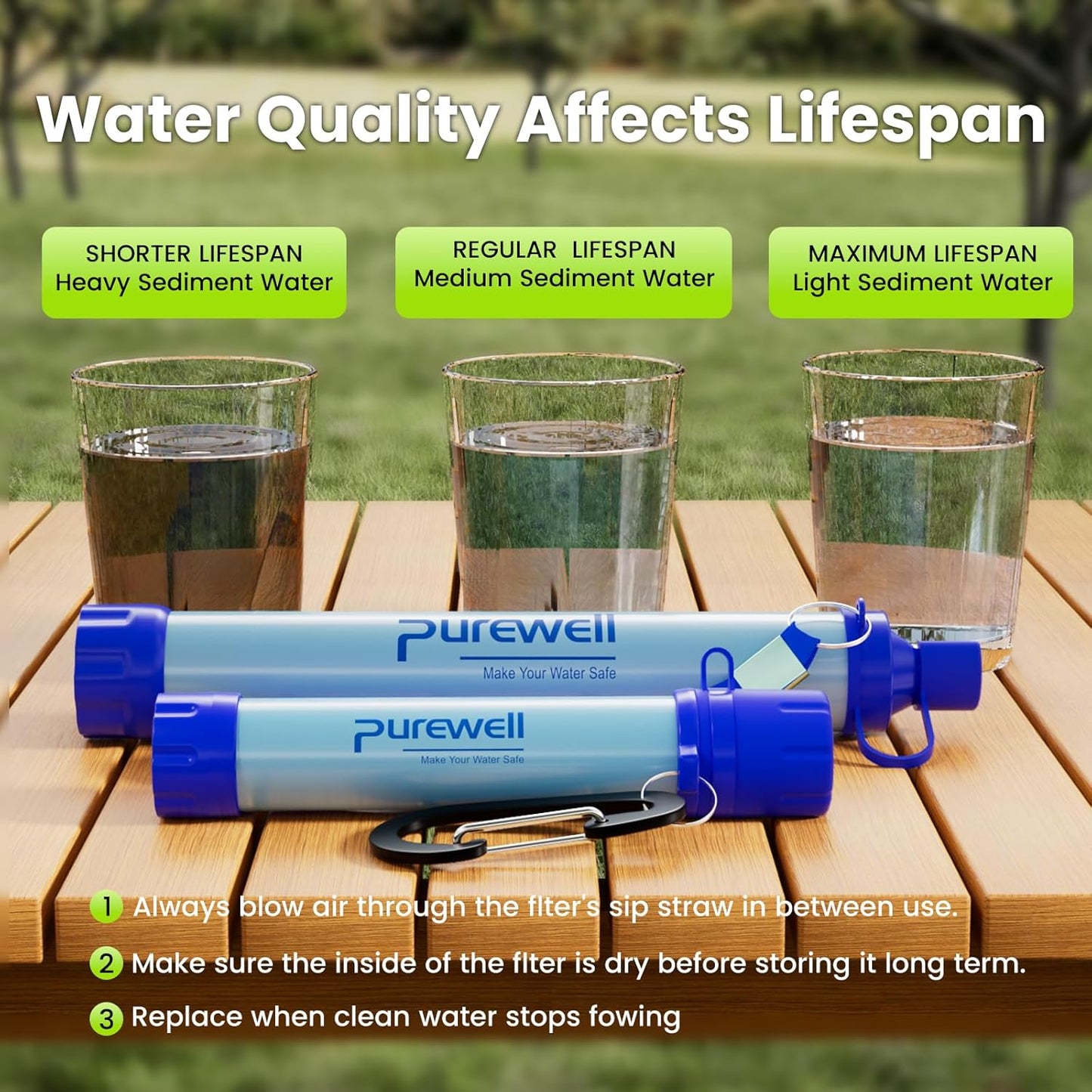 Filtro agua al aire libre purificador acampar senderismo