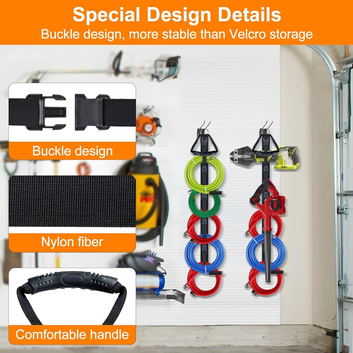 Organiz. cables extensión 2 Pzas con 5 ranuras garaje jardín