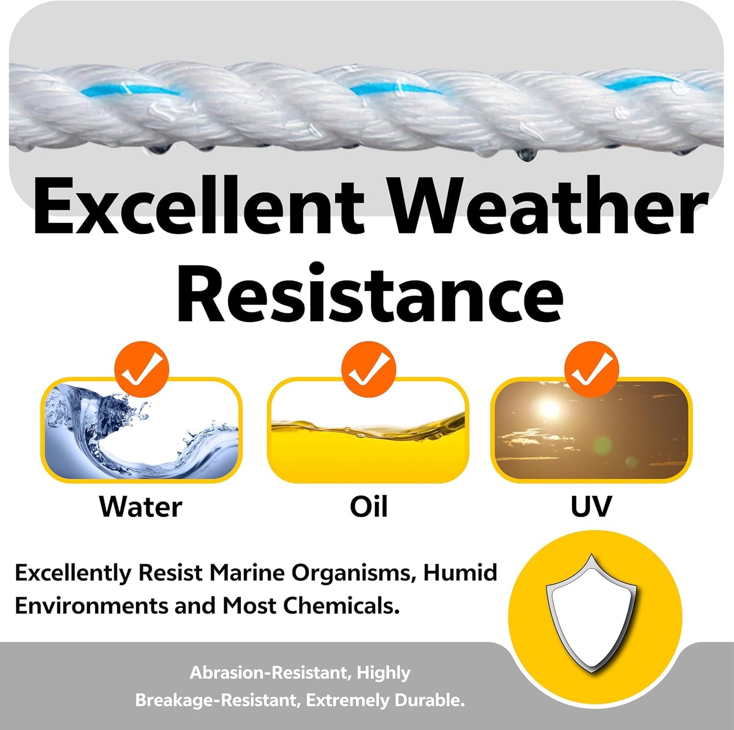 Cuerda torcida blanca 1/2" 100pies UV resistente