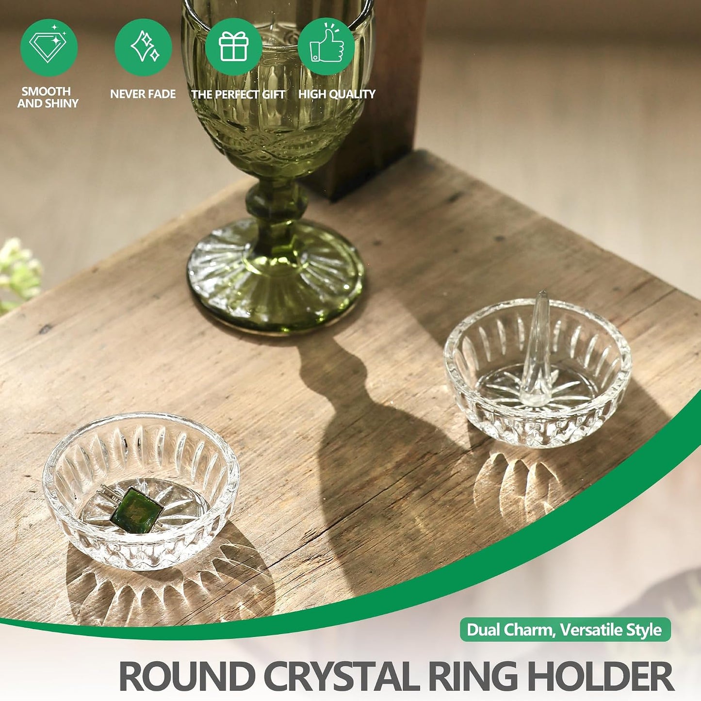 2 Bandejas Cristal Joyas 3.1" Redondo Transparente