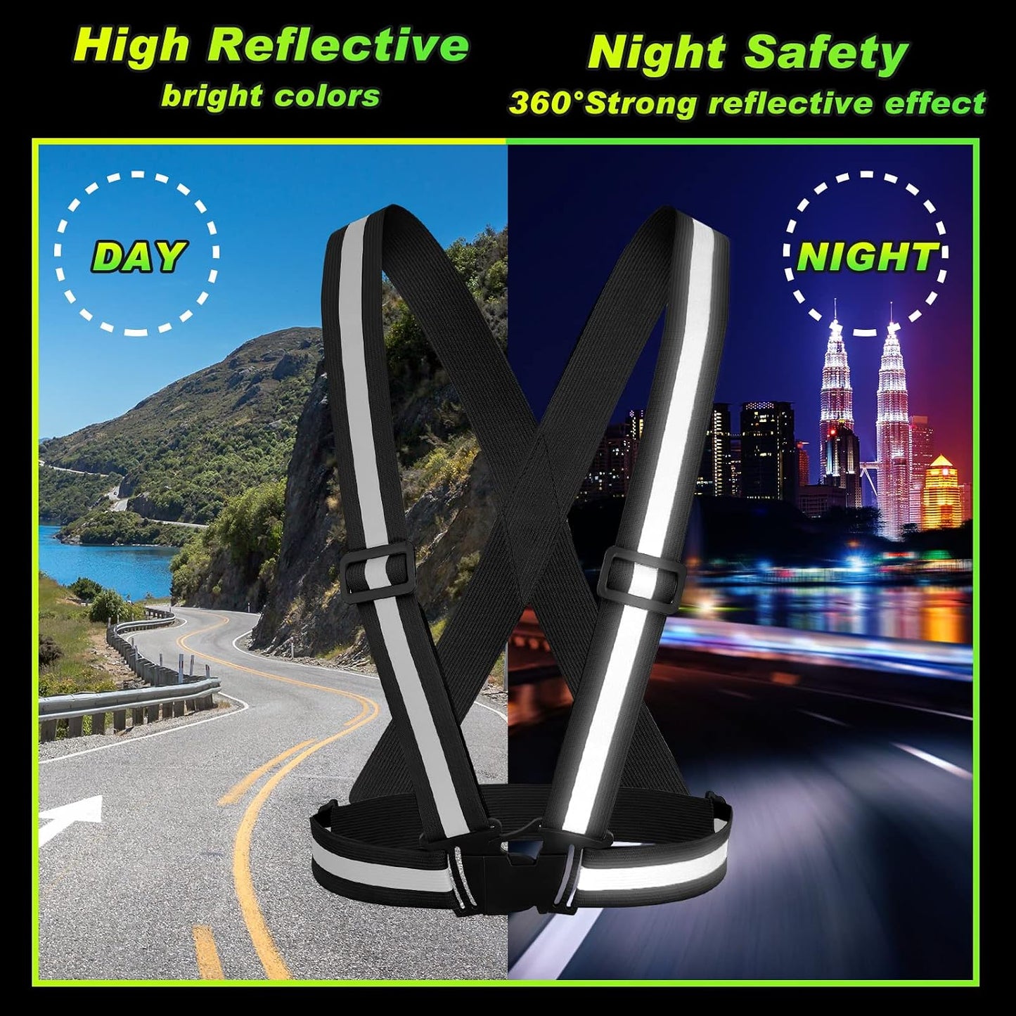 20 Chalecos Reflectantes Correas Ajustables Negro