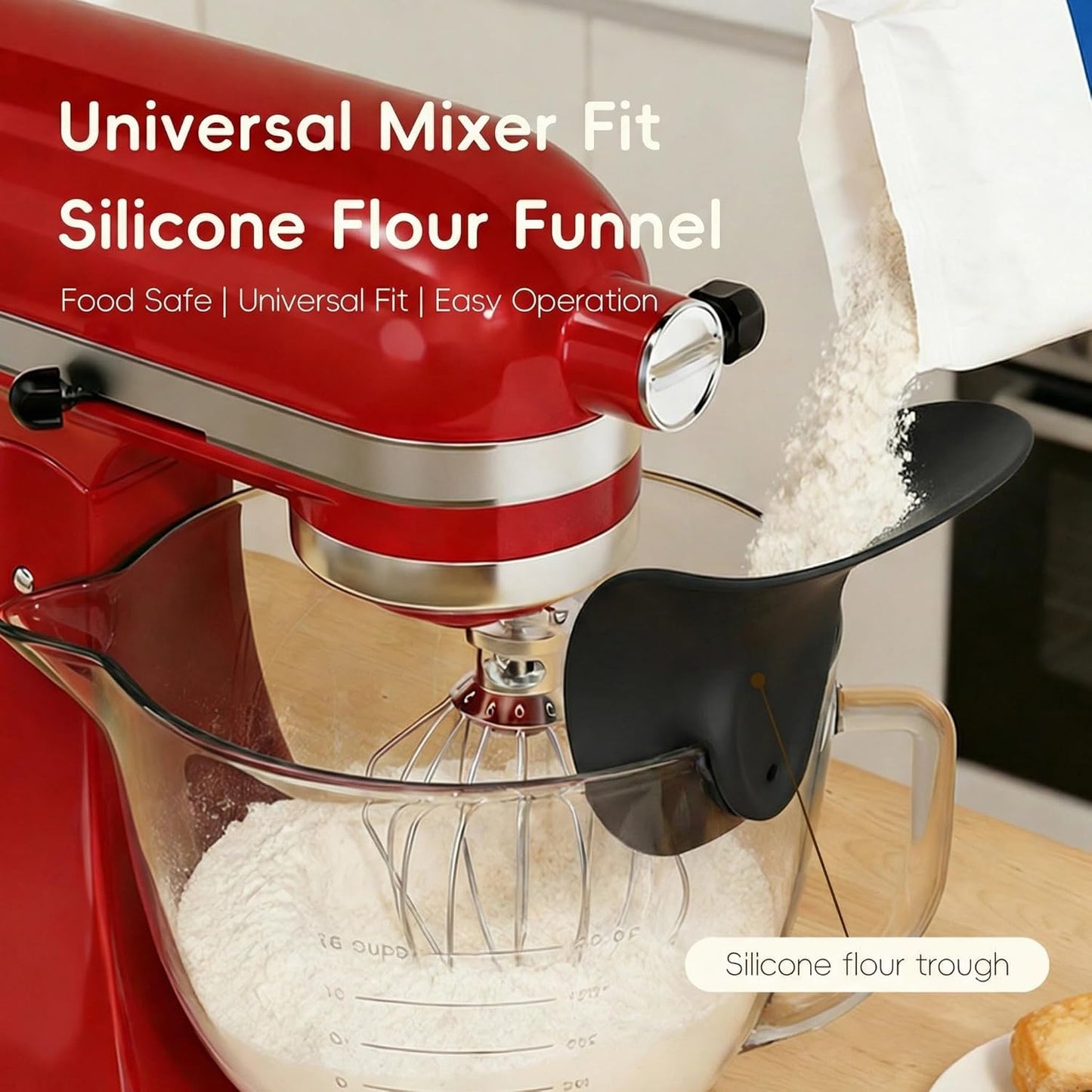 Embudo harina accesorio silicona KitchenAid con clip