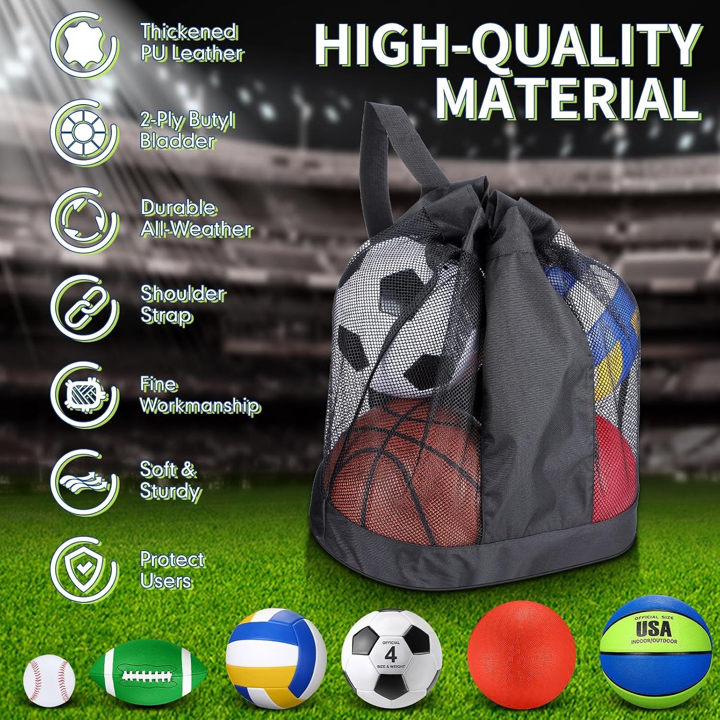 Set 6 pelotas deportivas para niños con bolsa