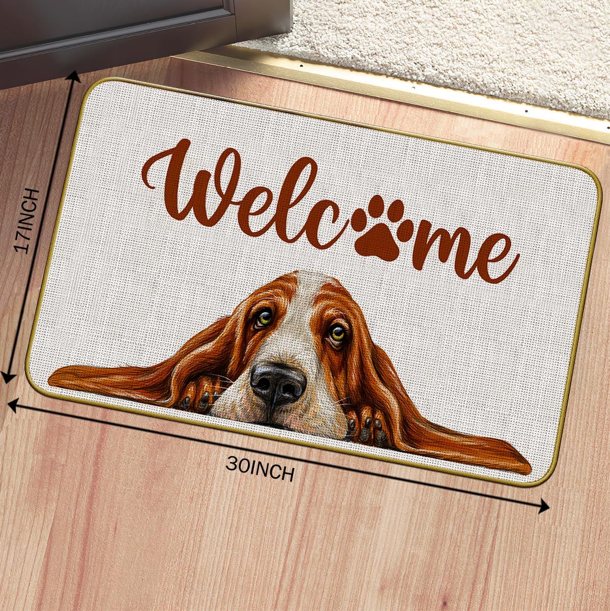 Tapete Basset Hound entrada casa 30x17"