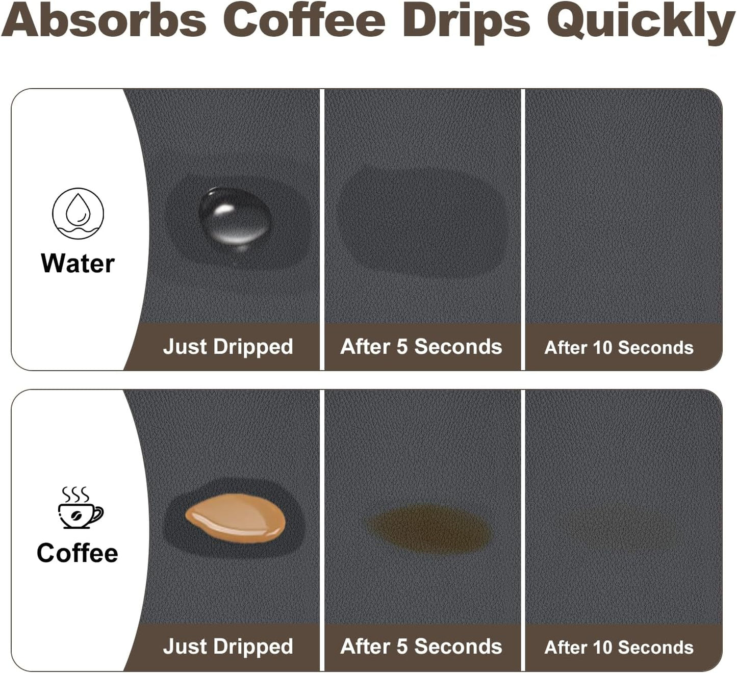 Tapete café 11.8x19.6pulg secado platos goma antiderrap