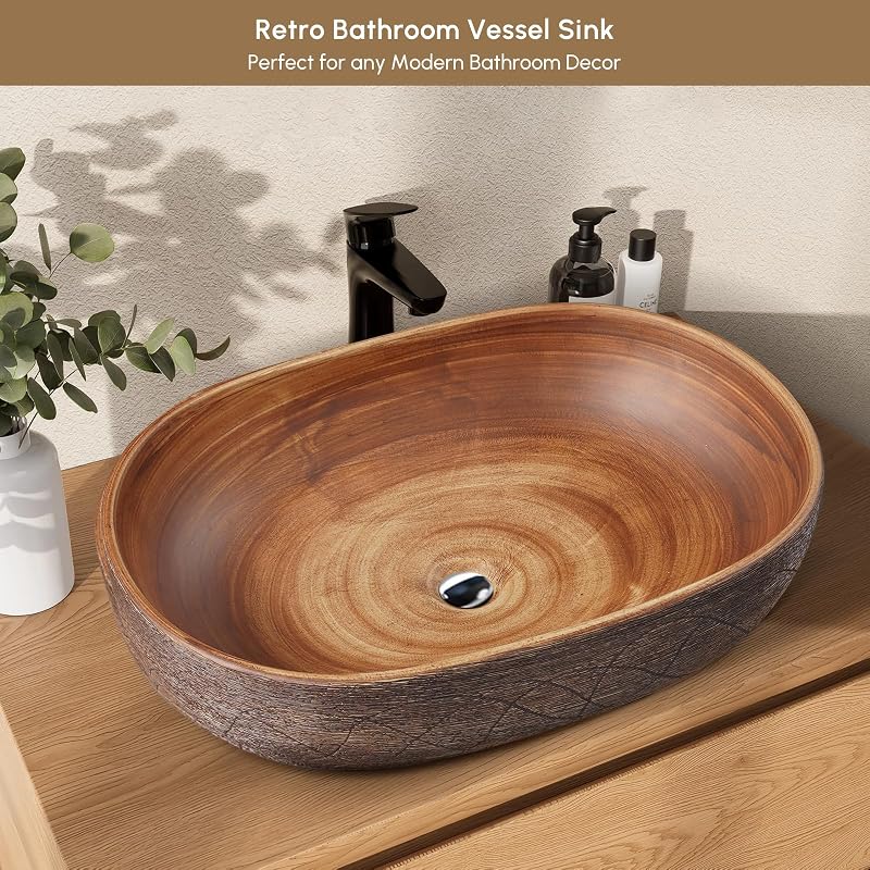 Fregadero cerámica ovalado 23" baño retro